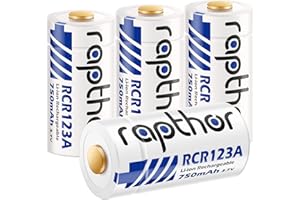 Rapthor Arlo Akumulatory do wielokrotnego ładowania, 4 sztuki, 750 mAh, do kamer Arlo Wireless Security Cameras VMC3030/VMK3200/VMS3330/3430/3530, inteligentne czujniki, systemy alarmowe i inne inteligentne urządzenia