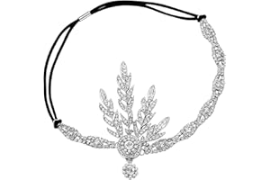 BABEYOND 1920s Accessoires de Costume Déguisements Bandeau Cristal Flapper Headband Gatsby Art des Années 1920 Bandeaux Inspiré Feuille Couronne Perle
