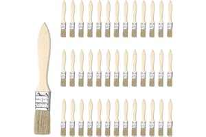 NENULL Set di 40 pennelli con setole piccole, 17 cm, pennelli piatti, pennelli da pittura, pennelli per finestre, con manico in legno per pennelli, colori artistici, pittura, pittura fai da te