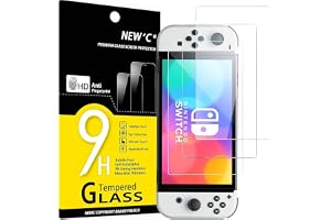 NEW'C Protector Pantalla para Nintendo Switch (modelo OLED) | Juego de 3, HD transparente, dureza 9H, antiarañazos, sin burbujas, oleofóbico, tacto preciso