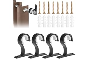 PETGLIMMER 4 Pezzi Staffa per Bastone Tende In Metallo, 25-28 mm Staffe per Tende con Vite, Lega di Alluminio Supporto Bastone Tenda, Robusta Staffe per Bastoni Tende a Soffitto per Uso a Soffitto o a Parete
