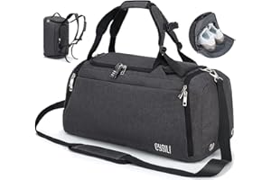 KASIBON Sports Duffle Bag with Shoes Compartment and Wet Pocket, 42L Waterproof Gym Bag for Men and Women, Durable Travel Duffel Bag with Shoulder Strap and Combination Lock