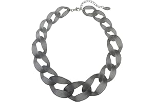 Bocar Statement Chunky Fashion Acrylic Paint Beads Choker Net Chain Necklace for Women Gifts (NK-10510) (Frosted Grey)