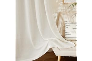 PONY DANCE Tende Soggiorno Moderne 2 Pezzi L 140 x A 260 CM 200g/m² Tende Lino per Camera da Letto Linen Curtains Semitrasparenti con Fettuccia per Salotto Eleganti, Crema