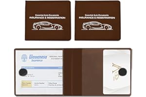 deemars 2PCS Egistro de Coches y Titular de Seguro, Cartera de Documentos Titular de Registro de Coches con Cierre Velcro, Accesorios de Coche Universal para Tarjetas, Licencia de Conducir (Café)