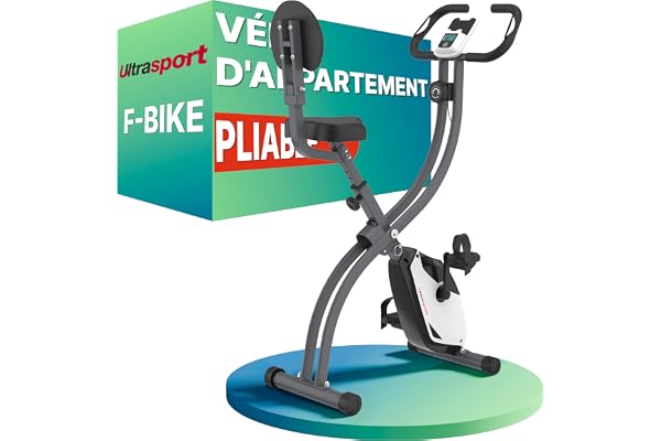Ultrasport F-Bike Vélo d’Appartement Pliable I Vélos d'Appartement Extra Silencieux jusqu'à 130 kg avec Selle Confort, Velo d Appartement Pliable