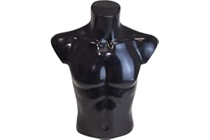 fella4stores Basic Herrentorso 44/46, vollgeformt & bruchsicher, Modepuppe, Schaufensterfigur & Mannequin aus PE Kunststoff, selbststehend, ideal für Kleiderpräsentation & Dekoration, Schwarz