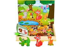 Aolso Puzzle Magnetico Legno Giochi, Giochi Montessori, Puzzle Animali Giocattoli, Sviluppo della Motricità Fine E Dell'immaginazione, Regalo Bambino-Bambina 3 Anni