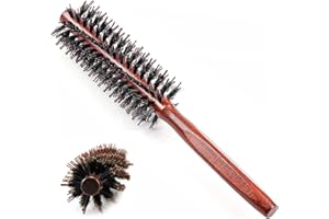 BODIIWULIU Brosse ronde pour le séchage, Brosse à cheveux ronde en poils de sanglier, Poils en Nylon à Rouleau pour Frange, Cheveux Fins, Curling, Pour sécher, coiffer, bouclé(Small)
