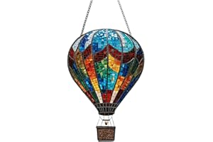 PLGEBR Hot Air Balloon Flickering Flame Solar Hot Air Balloon Model Lantern Glass Hanging Lanterns Waterproof for Garden Patio Porch Yard Party Gift Decoration