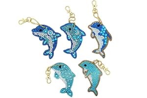 MingSH Diamond Painting Keychain,5 Pack DIY Rhinestone Keyrings Kits for Kids,Full Drill Crystal Cute Keychain Art Craft Key Chain Pendant