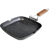 WECOOK! Ecochef Grill Induction Smooth 7.9 x 20 cm, Non-stick Quantanium without PFOA, Cast Aluminum, 5 mm Thick, Folding Woo