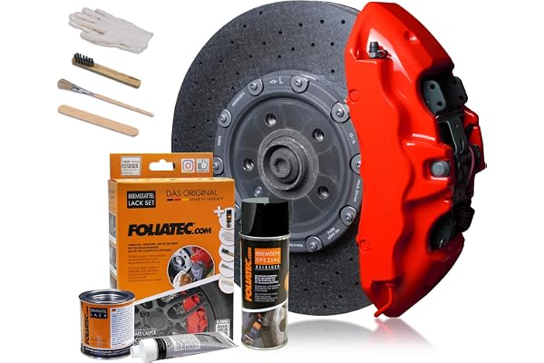 FOLIATEC Kit de peinture pour étriers de frein, résistant à la chaleur, kit complet pour 4 étriers de frein, Performance Red, jeu de 7 pièces