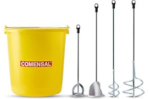 COMENSAL® Mörtelrührer Set - 2x 60, 80, 100 mm - für Farben Lacke Dünnflüssige Klebstoffe - Rührwerk - Superbaueimer 14l - Made in EU