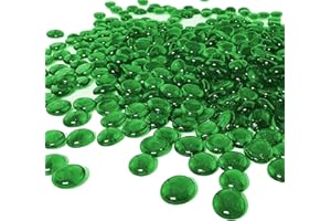 ARSUK Green Glass Pebbles 80pcs, 455g Decorative Stones 17-20mm for Vases, Aquariums, Gardens, Crafts, Home Décor – Sage & Dark Green Glass Pebbles for DIY Projects & Displays
