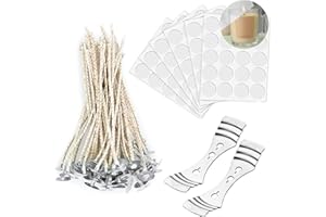 K KOOLPUG KOOLPUG Candle Wicks, 120 Pcs Organic Soy Pre-waxed 100% Cotton Candle Wicks with 2Pcs Wick Holder, Vegan Friendly Candle Wicks Perfect for DIY Candle Making (10cm)