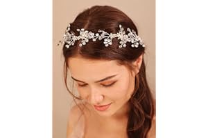 Deniferymakeup Silver Crystal Headband Rhinestone Hair Vine Rhinestone Hair Piece for Wedding Brides Bridesmaid