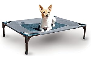 K&H Pet Products Cooling Elevated Dog Bed Outdoor Raised Cot with Washable Breathable Mesh, No-Slip Rubber Feet, Portable Cot Indoor Outdoor, Medium Grey/Black Mesh