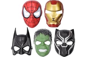 BSNRDX Masques de héros 5 pièces Party Masques enfants déguisement cosplay super-héros Halloween masques pour enfants fête mascarade anniversaires Noël cosplay masque fête