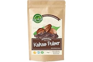 ‎EAT WELL PREMIUM FOODS Eat Well Premium Ungesüßtes Kakaopulver - 1 kg | Holländisch Verarbeitetes Kakaopulver | Roher Kakao Ohne Zucker zum Backen & Trinken | 100% Natürlicher Ungesüßter Kakao | Roh & Vegan Freundlich