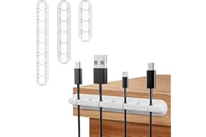 aonova Cable Clips, 3 Pack Cable Holder Clips/Cord Management for Organizing Cords, PC, USB Charging Cable, Ideal Home, Office, Car - Silicone, Self Adhesive, White