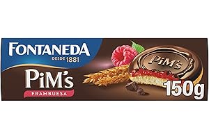 FONTANEDA LU Pim's Rellenas de Frambuesa y Cubiertas de Chocolate Negro, Deliciosas para Meriendas, 150 g