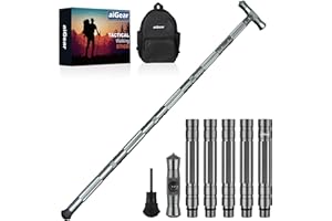 aiGear Bastone Tattico/Bastoncini Trekking | CNC Lavorato Alluminio Tactical Bastoni | Lunghezza Regolabile | per Escursionismo Campeggio Montagna Zaino