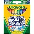 CRAYOLA Ultra-Clean Washable Large Colouring Crayons - Assorted Colours (Pack of 8) | Kids Arts & Crafts | Ideal for Kids Aged 3+
