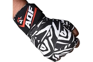 AQF Boxing Wraps Inner Gloves - 4m Elasticated Thumb Loop Punching Hand Wraps - Muay Thai Hand Training Protection Mitts for Boxing, MMA Kickboxing Martial Arts, Sports - Men & Women