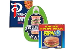 ASOKOBOX Delicious and Versatile Classic Tinned Meats Bundle - with Princes Corned Beef 340g, Ye Olde Oak Ham Tin 325g and Hormel Spam 400g - Perfect for Family Bulk Stocking or Emergency Food Supply