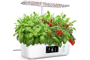 GOLUMUP Potager d'intérieur 13 Pots Jardin Interieur, Potager Interieur avec Deux Modes de Croissance, avec Lampe Culture LED, avec Minuterie Automatique, Hauteur Réglable,Blanc