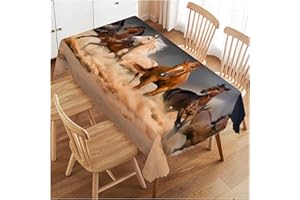 Walmsco Tablecloth Desert Horses Run Decor For Dining Room Kitchen Rectangular Table Cover 132 * 178cm