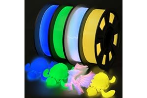 YOUSU Glow in the Dark PLA Filament 1.75mm,leuchtet im Dunkeln,Maßgenauigkeit 99% Wahrscheinlichkeit +/- 0,03 mm,3D Printer Filament for 3D Printers 1 kg (2.2 lbs),4x250g Weiß,grün,gelb,Regenbogen