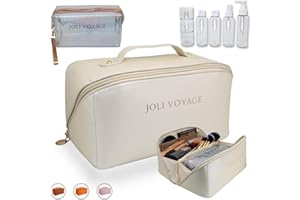 JOLI VOYAGE Trousse Toilette Femme Voyage, Trousse Transparente, Trousse De Maquillage, Flacon Voyage, Trousse De Voyage Avion, Rangement Pinceaux Maquillage, Vanity Femme