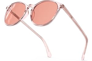 Bloomoak Rose Tinted Migraine Relief Glasses,Round Retro Blue Light Blocking Glasses, FL- Flex Light Sensitivity Glasses for Fluorescent LED, Photophobia, Eye Strain