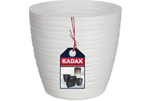 KADAX Pot de fleurs avec soucoupe - Pot à fleurs pour l'intérieur - Léger - En plastique - Pour fleurs, plantes, maison, chambre - 15 cm - Blanc
