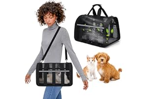 PETCUTE Trasportino per Cani e Gatti,Pieghevole Borsa per Cani Piccola Taglia con Guinzaglio di Sicurezza,Riflettente,Trasportino per Animali Approvato Dalla Compagnia Aerea con Tappetino Rimovibile