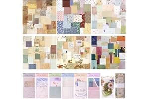 HEALAND 445 Blätter Scrapbooking Papier, Vintage Papierblock Scrapbook Papier, Aufkleber Blumen Scrapbooking Motivblock Design Zubehör mit Gänseblümchen Aufkleber, Dekopapier für DIY Handwerk (Multi Colored)