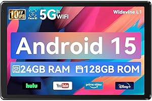 Whitedeer Tablet, Tablet 10 Zoll, Android Tablet mit 24GB RAM 128GB ROM, Octa-Core, HD IPS Touchscreen, 5000mAh Akku, WiFi 6, Bluetooth 5.0, Dual Kamera, Face ID, Google-Zertifiziert, Schwarz