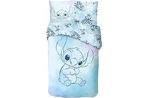 arlis Parure Housse de Couette en Stitch Disney - 1 Housse de Couette + 1 taie d'oreiller - 100% Coton (Parure de Lil Stitch - A, 140 X 200 Cm)
