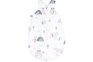 Julius Zöllner Baby Ganzjahresschlafsack aus 100% Baumwolle, Größe 70, 6-12 Monate, Standard 100 by OEKO-TEX, made in Germany, Mountain Bear