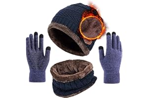 EDOTON 3 Piezas Conjunto de Guantes de Punto Bufanda y Gorro de Invierno para Hombres y Mujeres