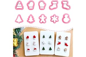 Keoker Weihnachts-Tonschneider, Weihnachts-Tonschneider für Schmuckherstellung, 10 Tonschneider, Formen, Weihnachten, Weihnachtsbaum-Tonschneider für Ohrringe (Nieten, Tonschneider)