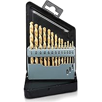 NEIKO 10037A Linkse boorset, snelle stalen boren met titanium nitride-coating, omgekeerde draaiboren, SAE-maten, 15-delige set