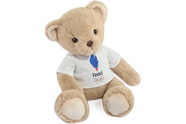 Doudou et Compagnie Ours Officiels des Jeux Olympiques et Paralympiques de Paris 2024, Ours Equipe de France Beige, 30 cm, JO2458