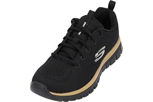 Skechers Graceful Get Connected Regular, Zapatillas Mujer, Black Mesh Rose Gold Trim, 38 EU