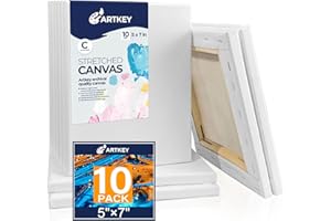 ARTKEY Stretched Canvas for Painting 13x18cm 10-Pack, 300 GSM Triple Primed Acid-Free 100% Cotton Framed Canvas, Small Blank Art Canvases for Acrylics Pouring Oil Watercolor Painting