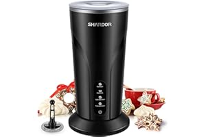 SHARDOR 4 in 1 Montalatte Elettrico Cappuccino, con Agitatore Magnetico, 500W, per Macchiato, Latte, Cacao Caldo 300 ml Montalatte con tempo di mantenimento in caldo di 30 minuti