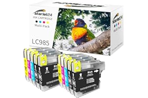 STARLET24 Starlet 24 Kompatybilne kartridże do drukarek Brother LC985, wkład atramentowy do DCP-J 125, DCP-J 140 W, DCP-J 315 W, DCP-J 515 W, MFC-J 220, MFC-J 265 W (4 czarny, 2 cyjan, 2 cyjan, 2 magenta, 2 żółty, 10 sztuk)