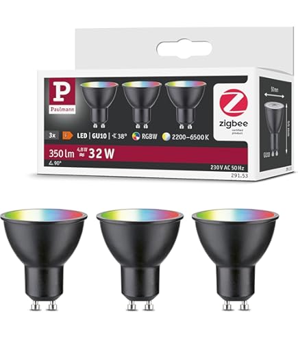 Standard 230 V Smart Home Zigbee 3.0 Réflecteur LED GU10 350lm 4,8W RGBW Gradable Chrome Mat